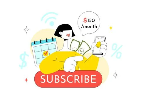Subscription Based Living Vector Illustration Featuring Monthly Payment Ser.. Stock Illustration