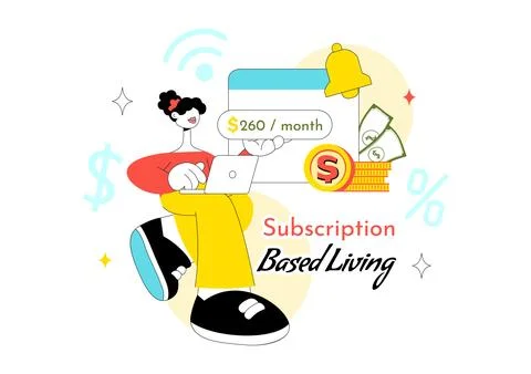 Subscription Based Living Vector Illustration Featuring Monthly Payment Ser.. Stock Illustration