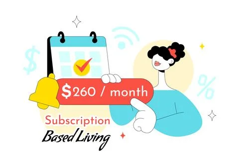 Subscription Based Living Vector Illustration Featuring Monthly Payment Ser.. Stock Illustration
