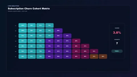 Subscription Churn Cohort Matrix HUD Video stock 342973640