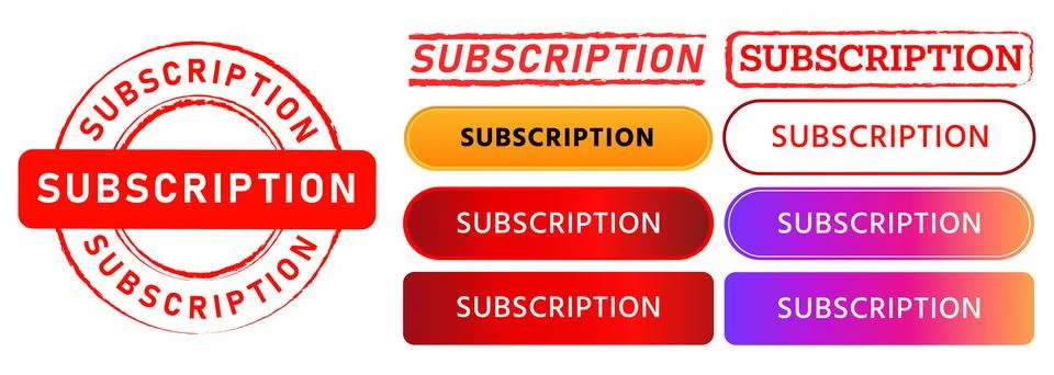 Subscription circle rectangle stamp and button web internet for promotion online Stock Illustration