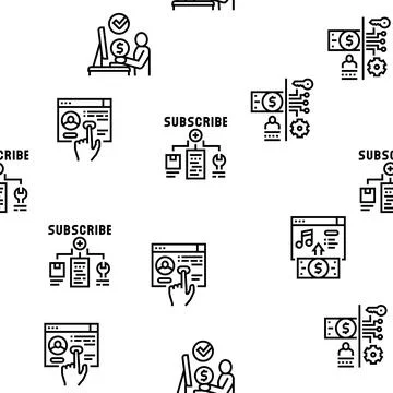 Subscription Content Vector Seamless Pattern Stock Illustration