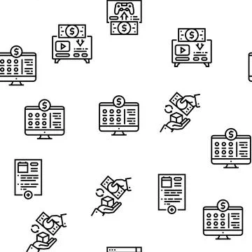 Subscription Content Vector Seamless Pattern Stock Illustration