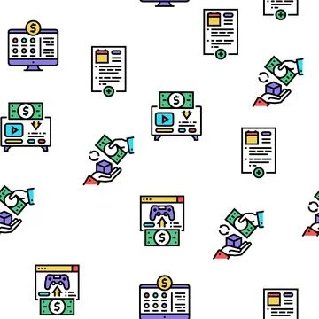 Subscription Content Vector Seamless Pattern Stock Illustration