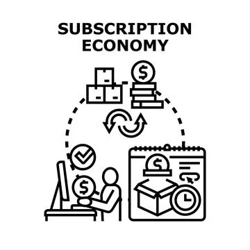 Subscription economy developing business model and recurring payments Stock Illustration