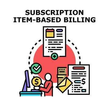 Subscription item based billing calculating customer payments Illustrazione stock