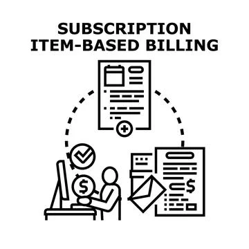 Subscription item based billing calculating customer payments Stock Illustration