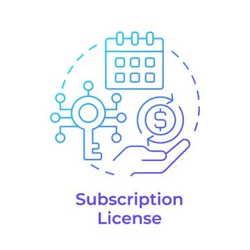 Subscription license blue gradient concept icon Illustrazione stock