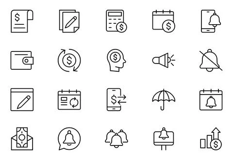 Subscription line icon set. Pixel perfect. Editable stroke. The set include.. Stock Illustration