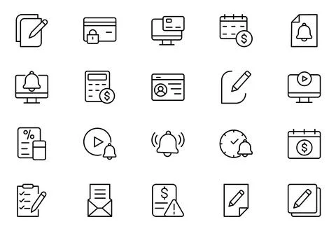 Subscription line icon set. Pixel perfect. Editable stroke. The set include.. Stock Illustration