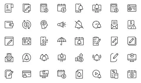 Subscription line icon set. Pixel perfect. Editable stroke. The set include.. Stock Illustration