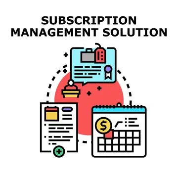 Subscription management solution concept with business administration plannin Stock Illustration