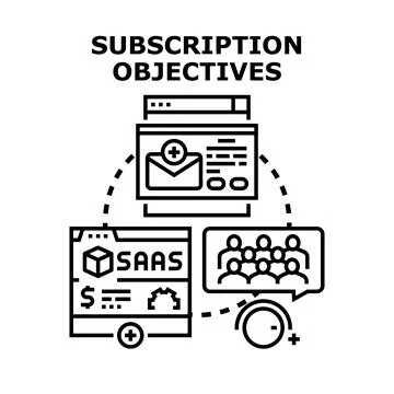Subscription objectives achieving client retention and online service growth Stock Illustration