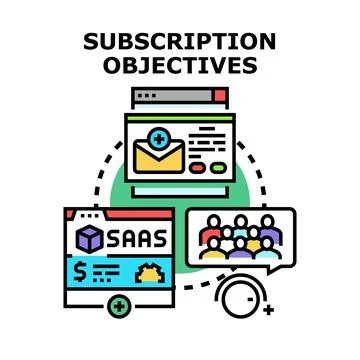 Subscription objectives achieving client retention and online service growth Illustrazione stock