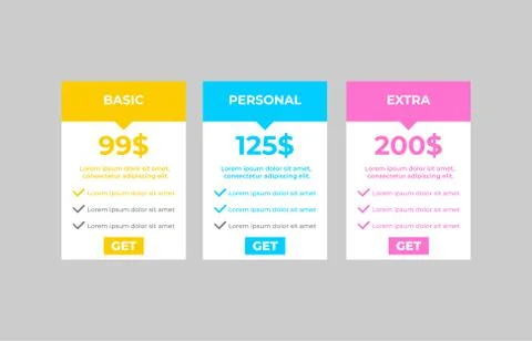 Subscription or pricing plan template. Flat style UI. Vector Illustration EPS Stock Illustration