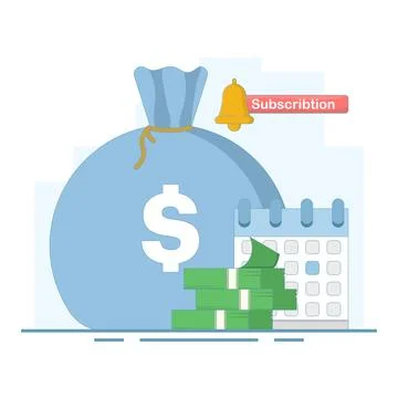 Subscription Payment Concept, Monthly Subscription Auto Renewal. Stock Illustration