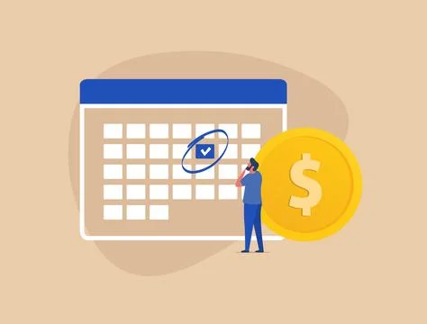 Subscription Payment, renewal fee payment program. Monthly subscription fee Stock Illustration