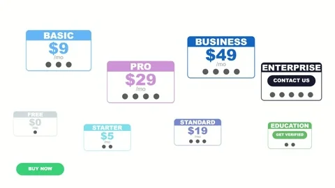 Subscription Pricing Table UI Feature Indicators Loading Vídeo Stock 333185799