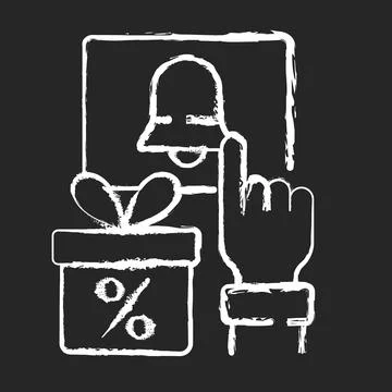 Subscription program chalk white icon on black background 스톡 일러스트