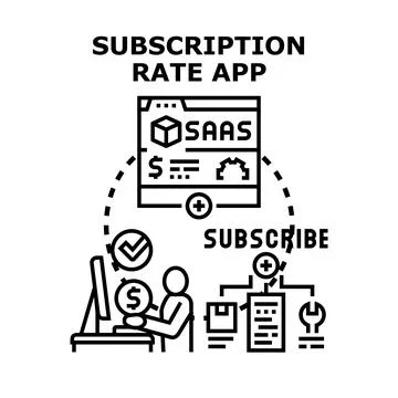 Subscription rate app interface for saas business model Stock Illustration