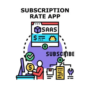 Subscription rate app interface for saas business model Stock Illustration