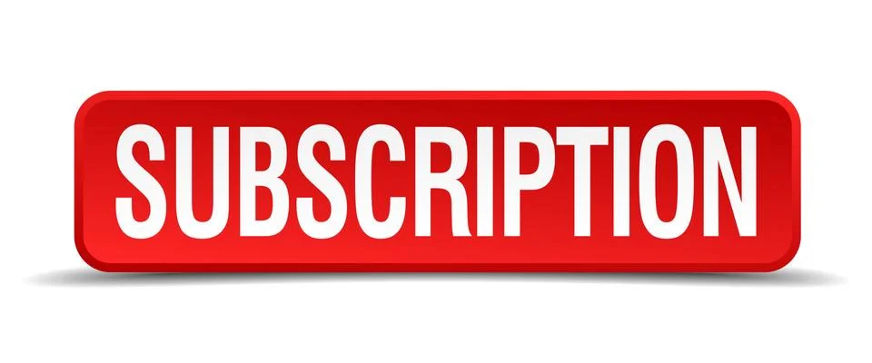 Subscription red 3d square button isolated on white Stock Illustration