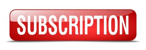 Subscription red square 3d realistic isolated web button Stock Illustration