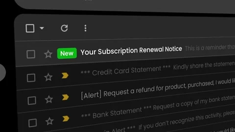 Subscription renewal confirmation notification, close-up screen footage. 库存影片 335675035