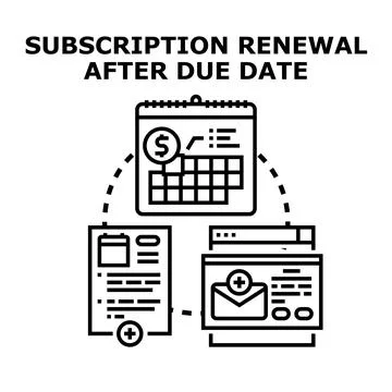Subscription renewal process after due date concept Stock Illustration