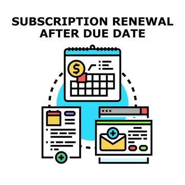 Subscription renewal process after due date concept Stock Illustration