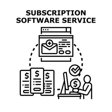 Subscription software service business concept vector illustration Illustrazione stock
