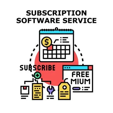 Subscription software service concept illustration for business model Stock-Illustration