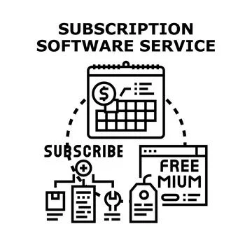 Subscription software service concept illustration for business model Ilustração Stock