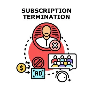 Subscription termination concept decreasing customer engagement and revenue Stock Illustration