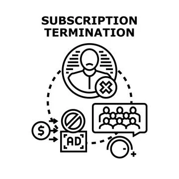 Subscription termination concept decreasing customer engagement and revenue Stock Illustration