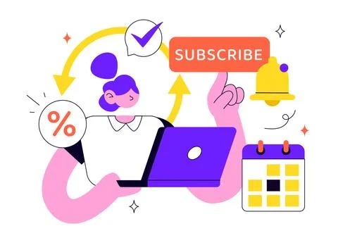 Subscription Vector Illustration Featuring Email Marketing, Membership Plan.. Stock Illustration
