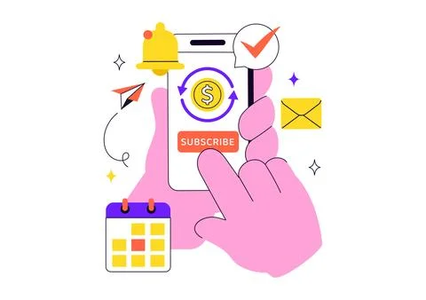 Subscription Vector Illustration Featuring Email Marketing, Membership Plan.. Stock Illustration