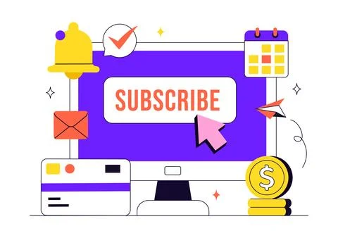 Subscription Vector Illustration Featuring Email Marketing, Membership Plan.. Stock Illustration