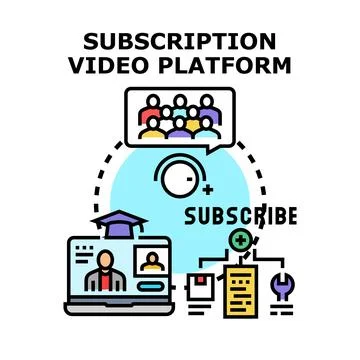 Subscription video platform online content membership accessing Stock Illustration