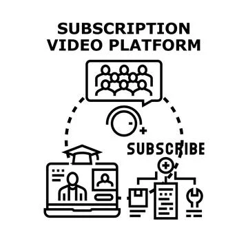 Subscription video platform online content membership accessing Stock Illustration