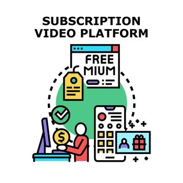 Subscription video platform operating freemium business model Stock Illustration