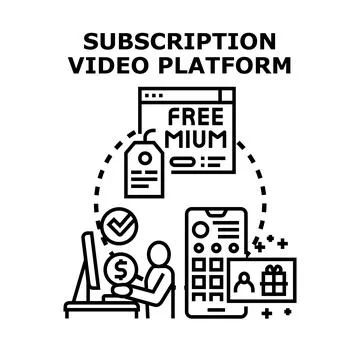 Subscription video platform operating freemium business model Stock Illustration