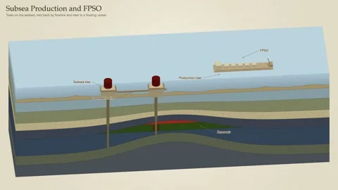 Subsea Production Trees Riser Fpso Offshore Oilfield Block Diagram 스톡 동영상 344246030