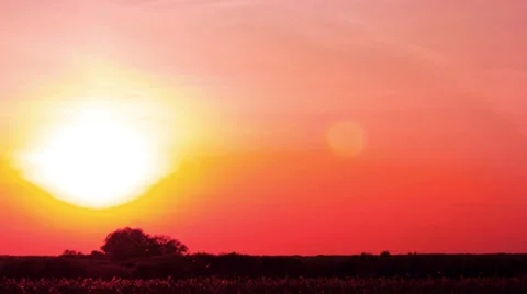 Subset in red color.   time lapse clip without birds, RAW Stock-Footage 39590195