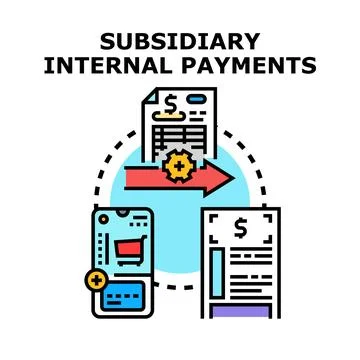 Subsidiary internal payments financial transaction process concept Stock Illustration