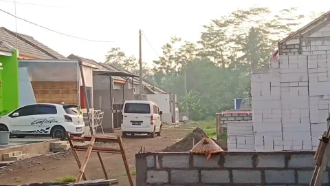 Subsidized and minimalist homes in a developing housing complex Stock Footage 260973978