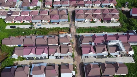 Subsidized housing with large land and arranged in the same type Stock Footage 291745184