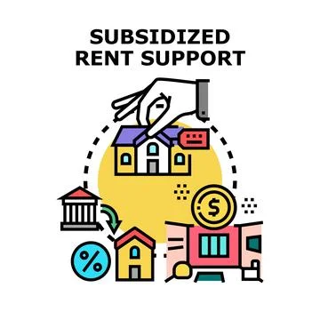 Subsidized rent support program assisting housing affordability 库存插图