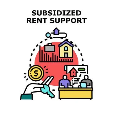 Subsidized rent support program assisting housing costs Stock Illustration
