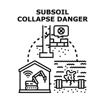 Subsoil collapse danger preventing construction engineering problems Stock Illustration